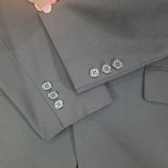 OXFORD Mens Sports Coat SZ 37R Byran 100% Wool Black 3‎ Button Business 96R - Picture 6 of 11